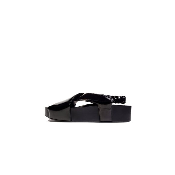 SIMON MILLER SANDALS 'Dip' Black Vegan Leather Platform Slingback Sandals - Picture 1 of 11